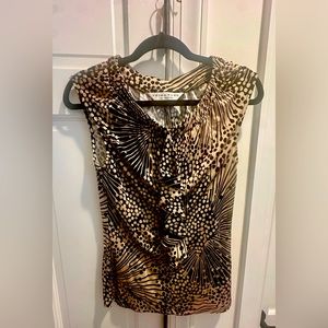 Trina Turk small sleeveless blouse with front ruffle
